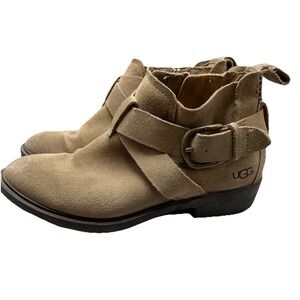 UGG Australia Wymla Ankle Boot Women's 6 Brown Suede Buckle Zipper
